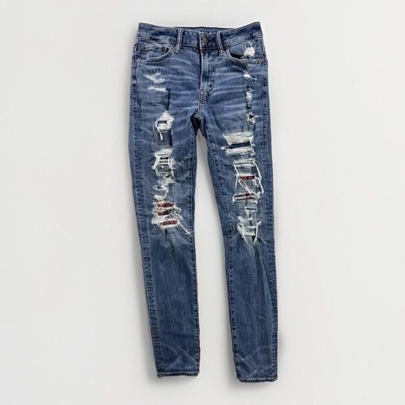 American Eagle Outfitters Other - American Eagle Jeans Men 29x34 (28x32) Blue Athletic Skinny Distressed Whiskers